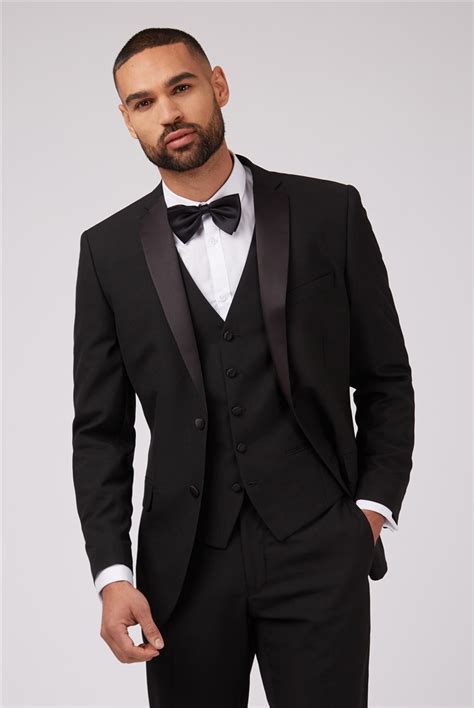 michael kors tuxedo satin trim notched lapel black|Black 'Desire' Tuxedo .